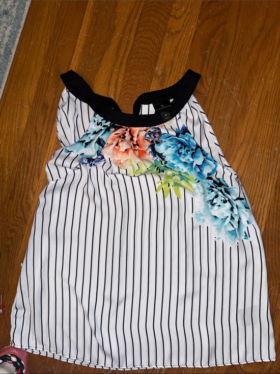 Tops - Floral Halter Black White tie bow back ribbon peach green blue green pin striped